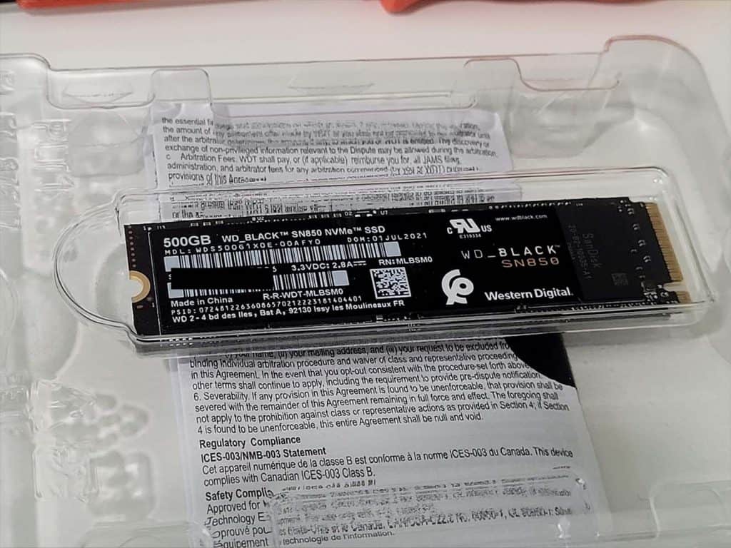A WD Black NVMe M.2 SSD drive