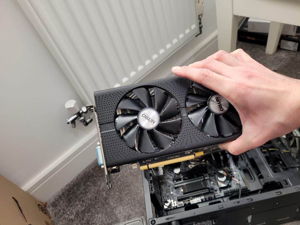 Holding my Sapphire RX480 graphics card