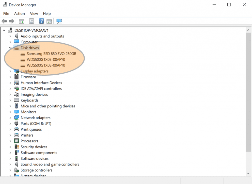 Windows Device Manager showing three Disk drives