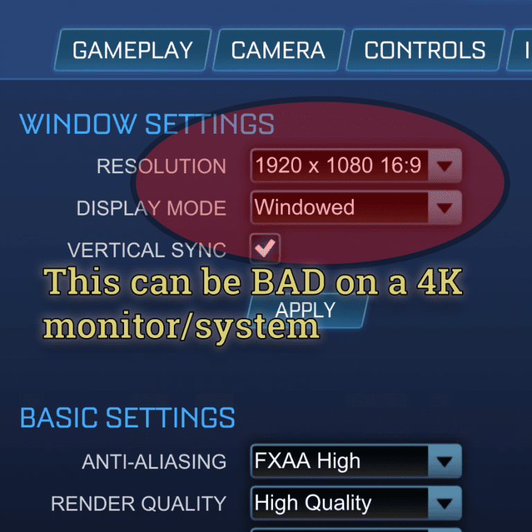 Resolution and display mode settings that can cause FPS drops in some systems