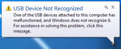 New device not recognized error