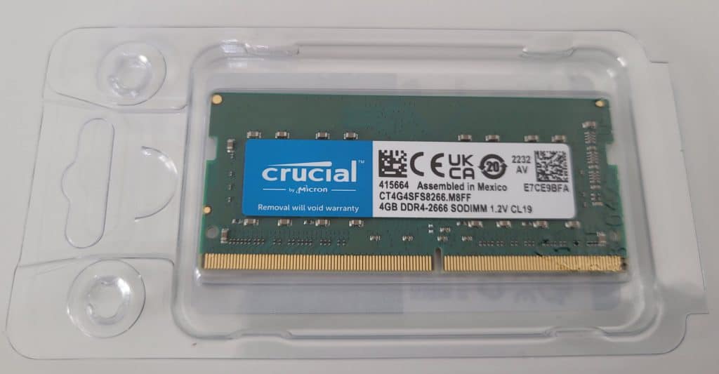 A Crucial RAM stick that should be compatible with my Synology NAS 1