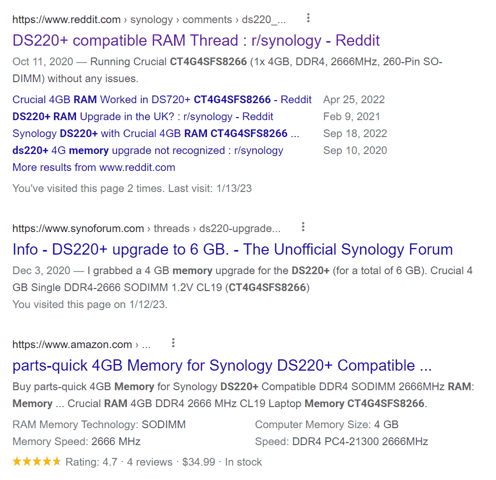 A few relevant Google results for my Synology DS220 plus