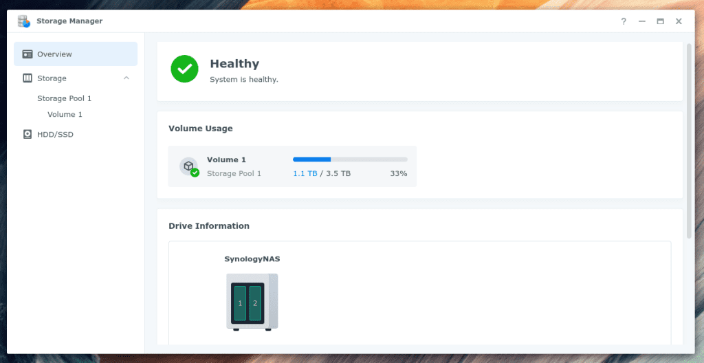 The general disk usage for my main volume on my Synology NAS