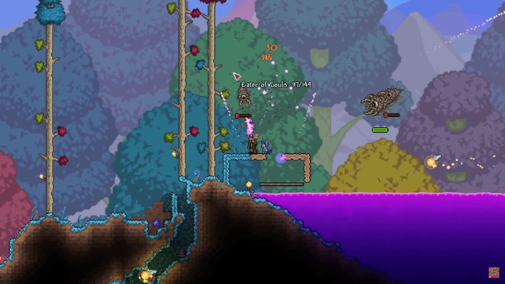 Screenshot from Terraria game play while fighting