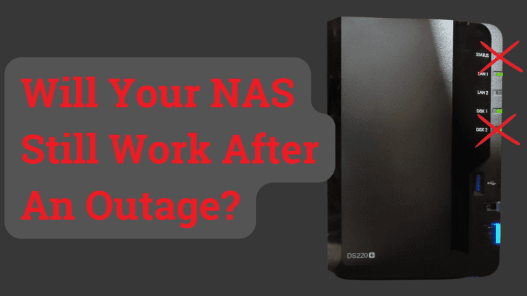 A crossed out NAS with the question Will your NAS still work after an outage