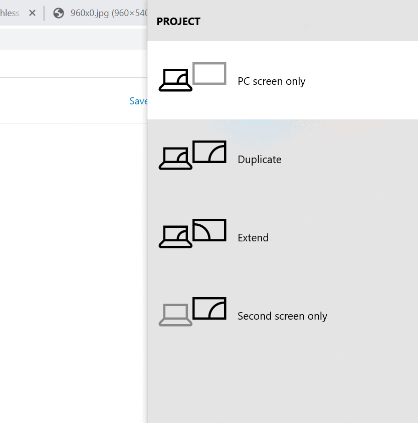 WIN plus P will allow you to select which screen display to use