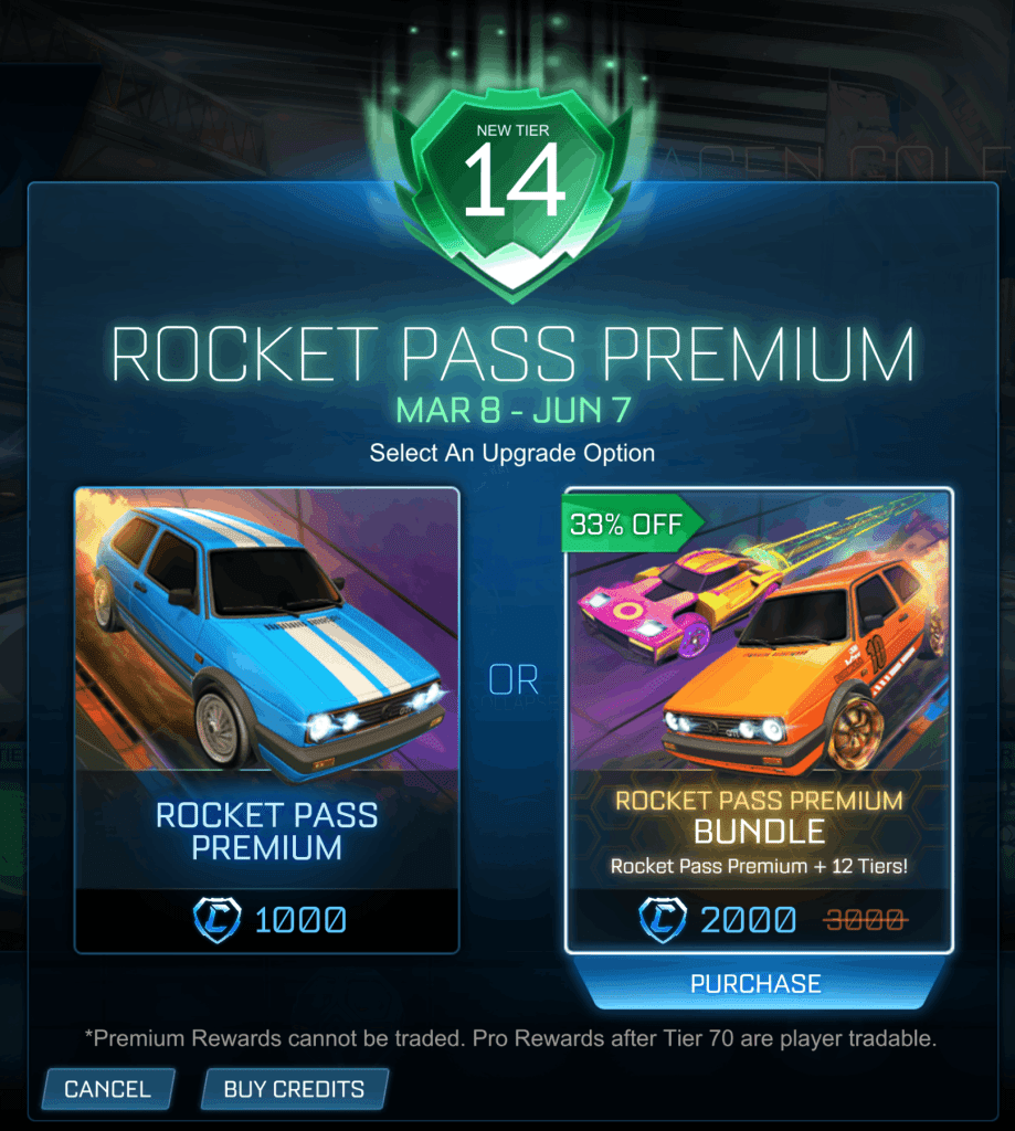 An example of Rocket Pass Premium