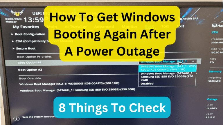 How To Get Windows Booting Again After A Power Outage