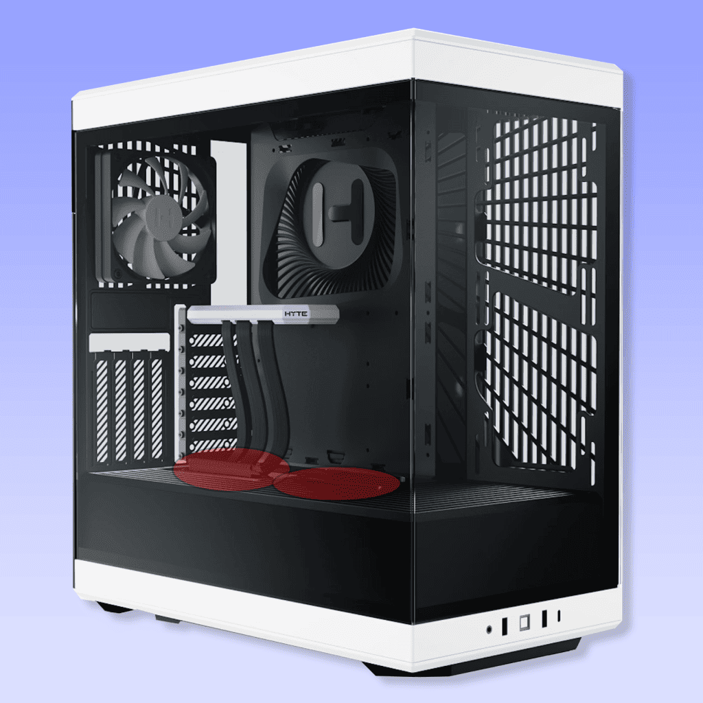 The HYTE Y40 case with PSU shroud to hide various PSU cables