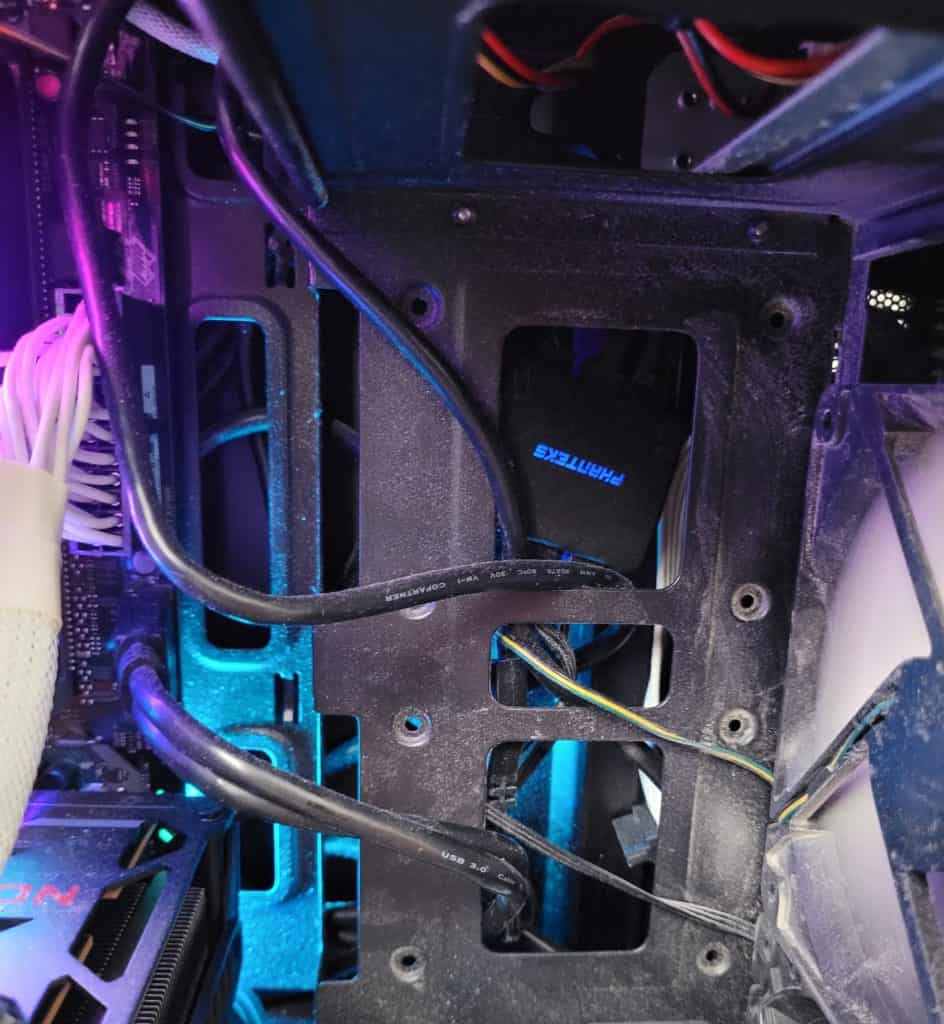 Various cable routing holes inside my micro ATX case
