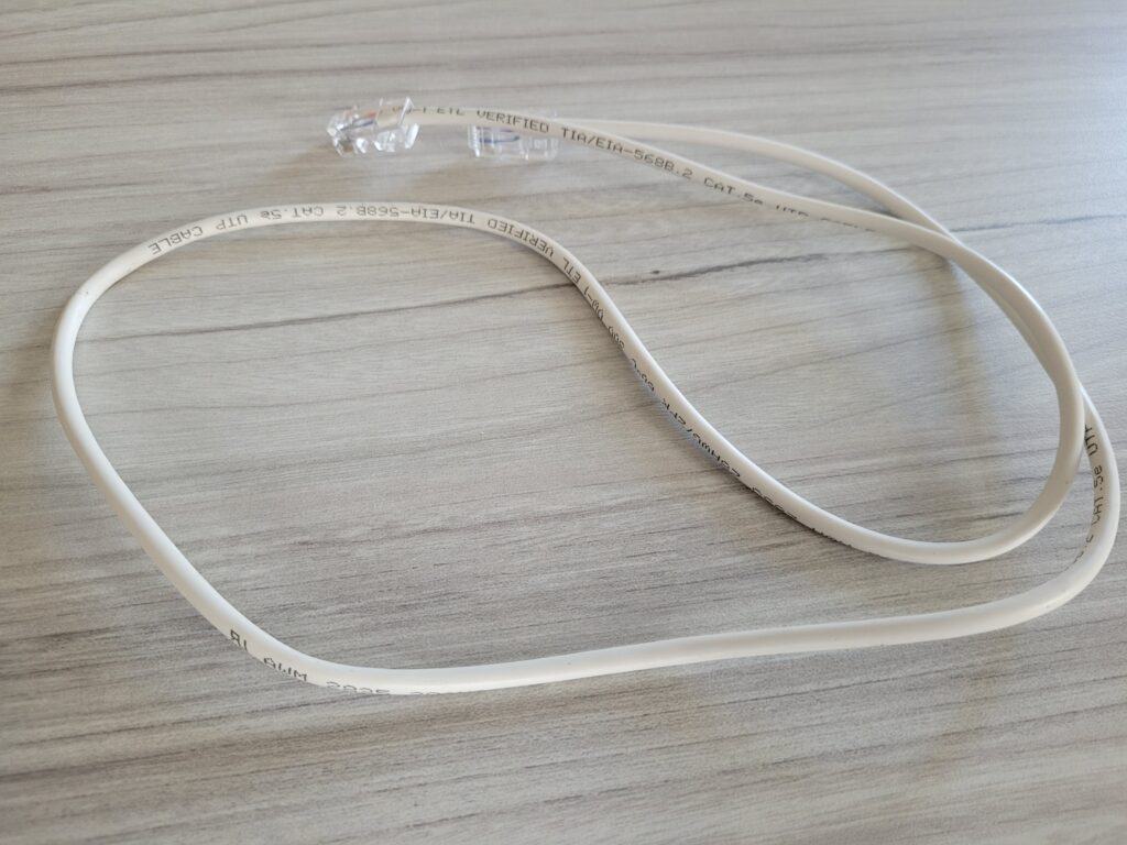 A CAT5e ethernet network cable