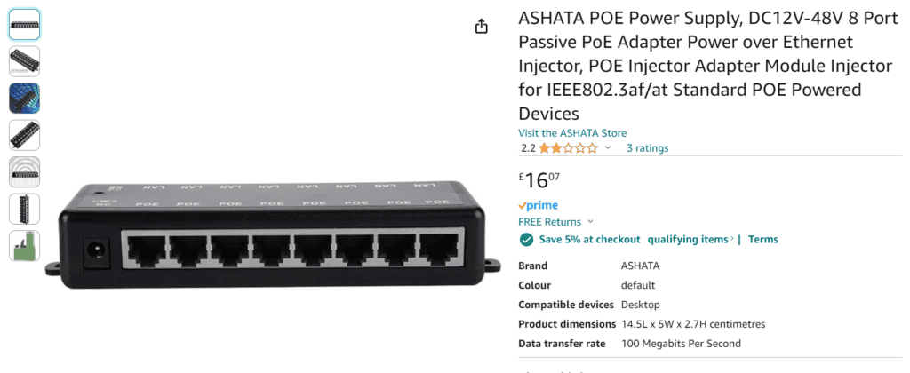 A 16 pound passive PoE switch