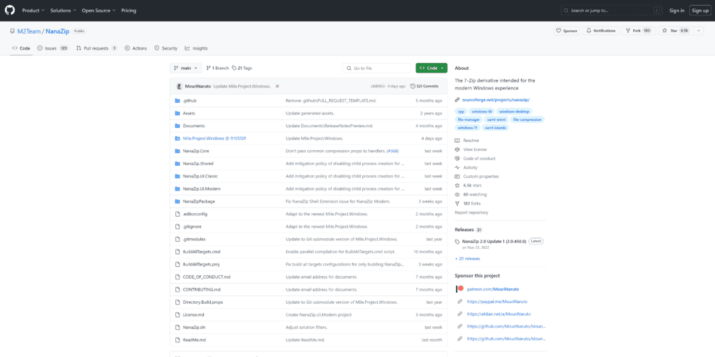 NanaZip listed on Github