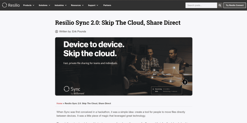 Resilio blog post saying to skip the cloud