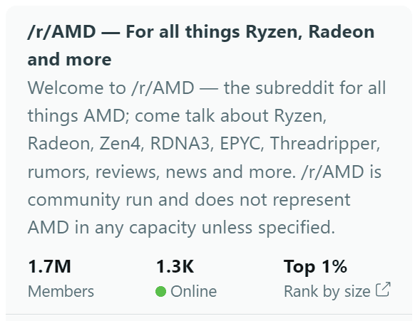 The AMD subreddit always has lots of people online and is more active than the Intel one