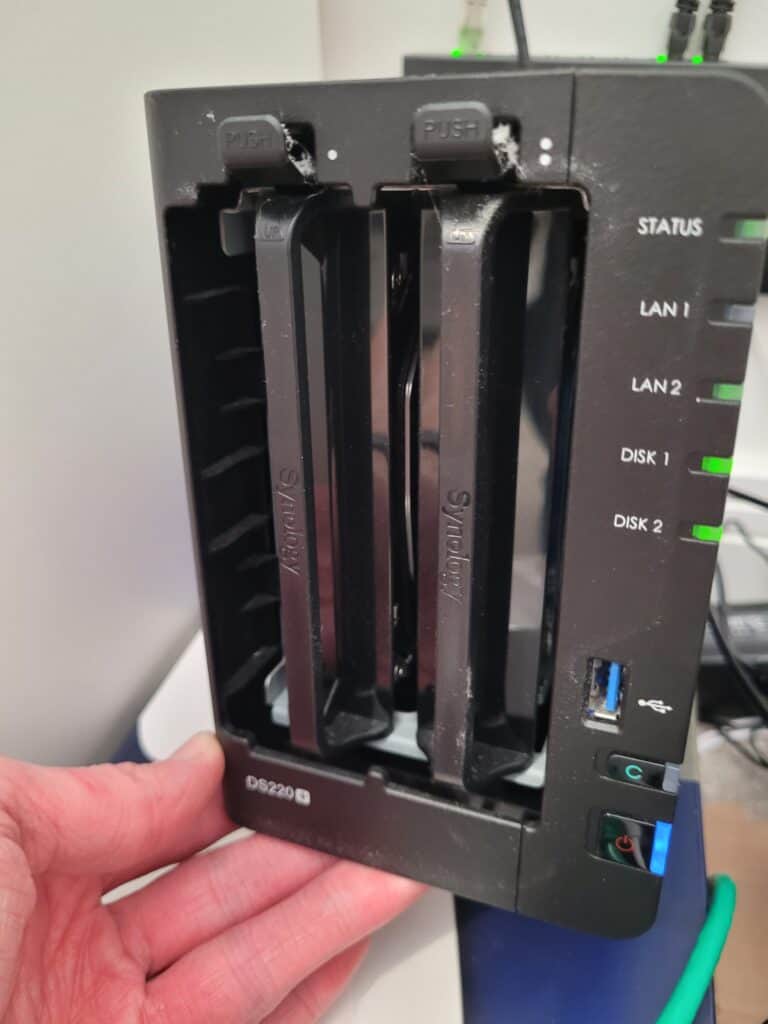 The two bays and drives in my Synology NAS